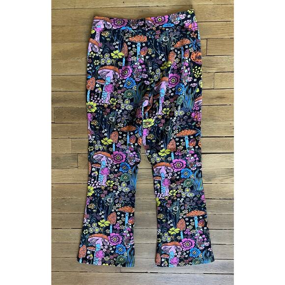 Nooworks Magical Mushroom Print Cropped Kick Flare Pants Size XS X-Small - Picture 1 of 5